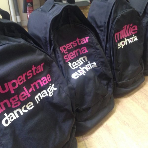 Personalised Wheelie Bags with Dance School Logo and name