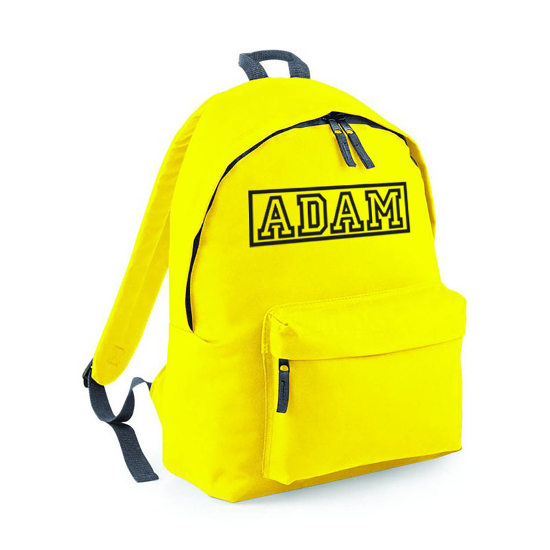 Yellow Backpack with name on